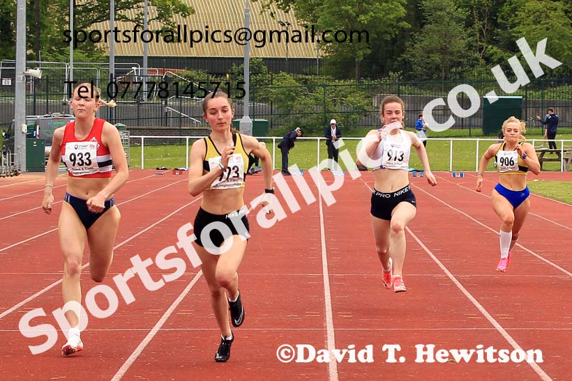 Senior Womens 100 metres, 2023 North Eastern Track and Field Champs., Middlesbrough Sports Village, Middlesbrough. Photo: David T. Hewitson/Sports for All Pics